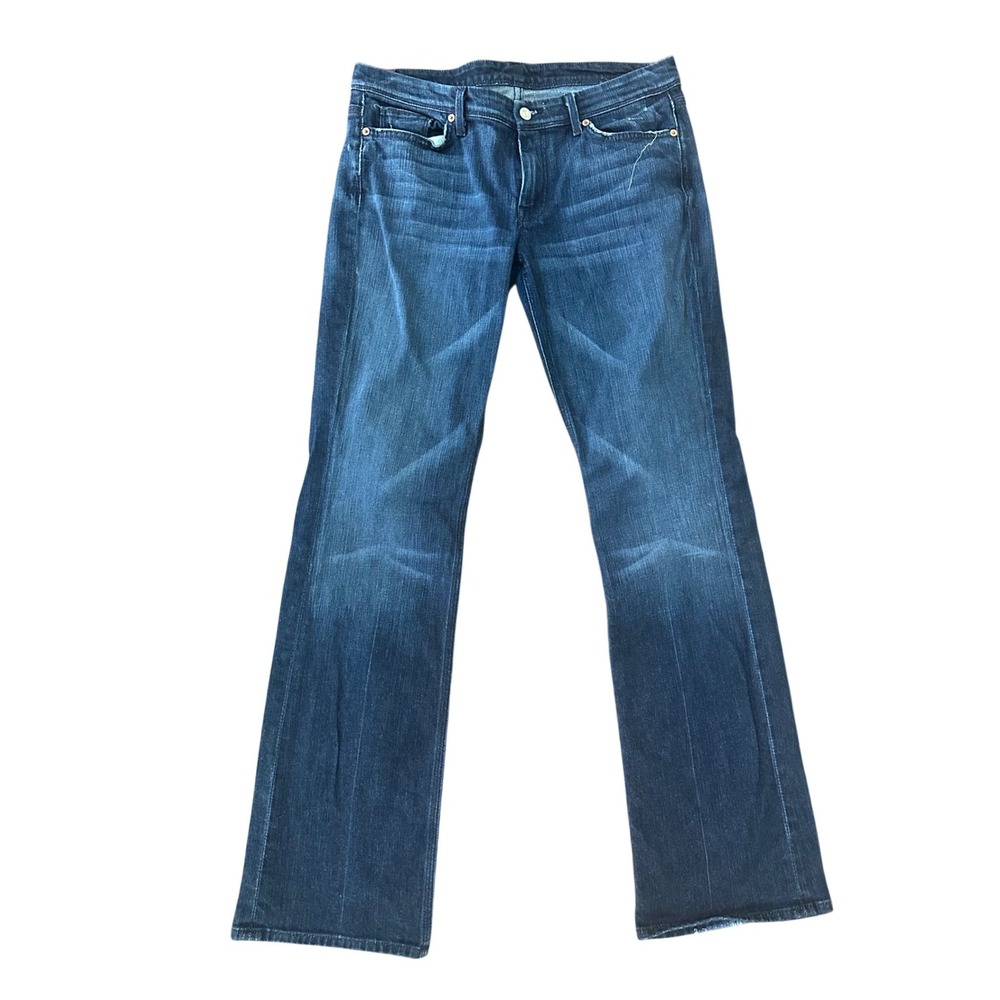 7 Seven For All Mankind Flynt Dark Blue Jeans Bootcut Size 32 32x30 Made In USA